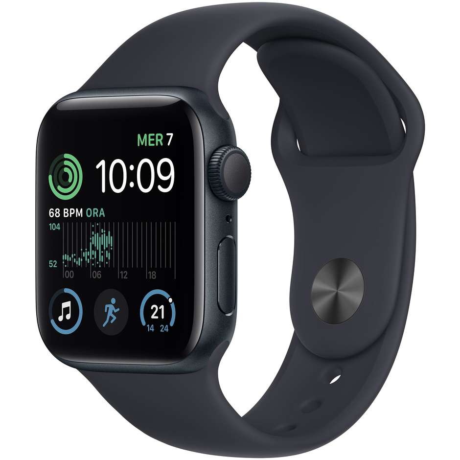 Apple Watch SE (2ª Gen) GPS 40mm Cassa Alluminio Mezzanotte con Cinturino Sport Nero (MNJT3TY/A)