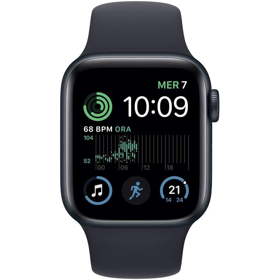 Apple Watch SE (2ª Gen) GPS 40mm Cassa Alluminio Mezzanotte con Cinturino Sport Nero (MNJT3TY/A)