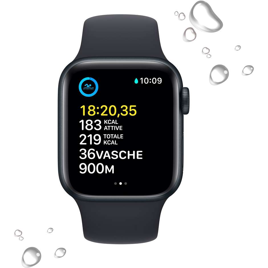 Apple Watch SE (2ª Gen) GPS 40mm Cassa Alluminio Mezzanotte con Cinturino Sport Nero (MNJT3TY/A)