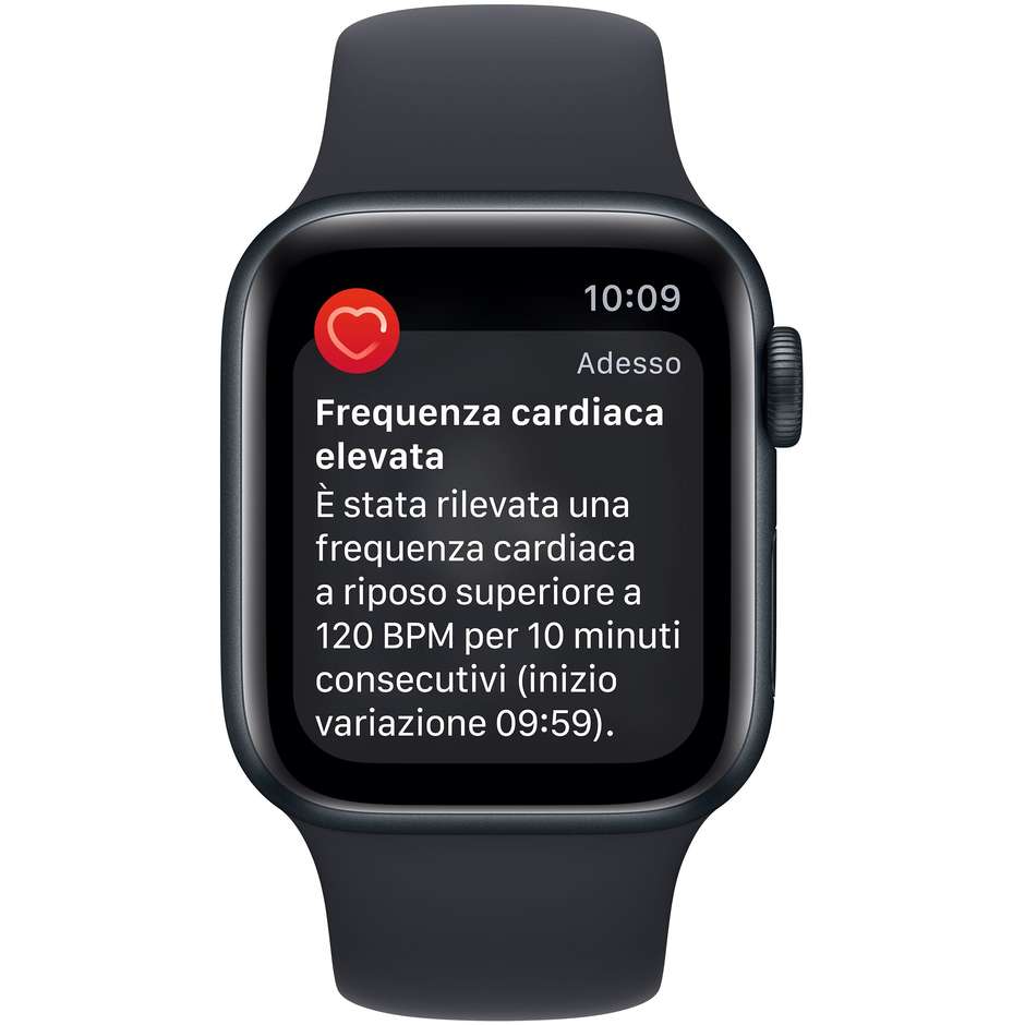 Apple Watch SE (2ª Gen) GPS 40mm Cassa Alluminio Mezzanotte con Cinturino Sport Nero (MNJT3TY/A)