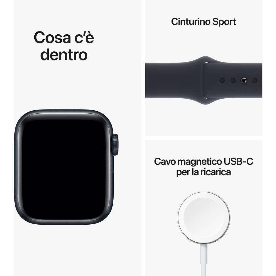 Apple Watch SE (2ª Gen) GPS 40mm Cassa Alluminio Mezzanotte con Cinturino Sport Nero (MNJT3TY/A)