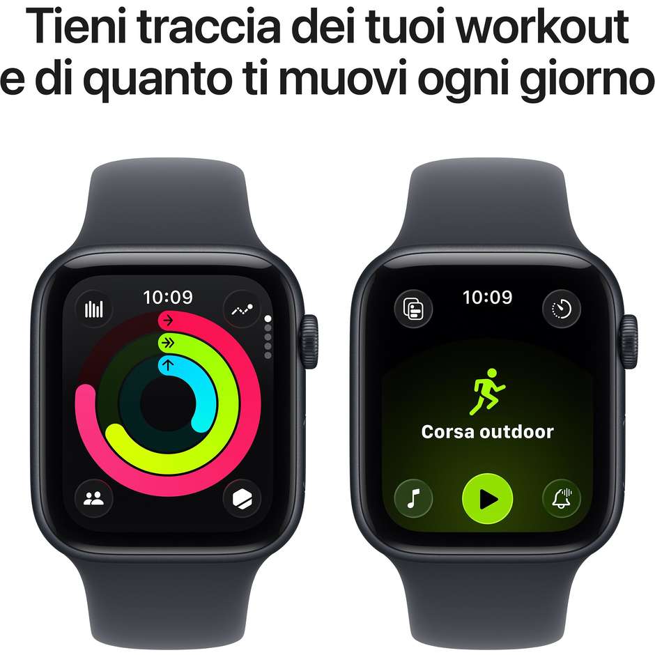 Apple Watch SE (2ª Gen) GPS 44mm Cassa Alluminio Mezzanotte con Cinturino Sport Mezzanotte - M/L