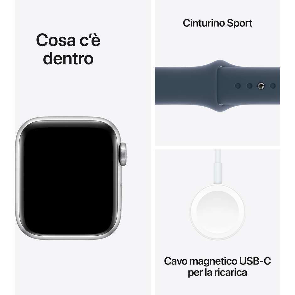 Apple Watch SE (2ª Gen) GPS + Cellular 40mm Cassa Alluminio Argento con Cinturino Sport Blu Tempesta - M/L