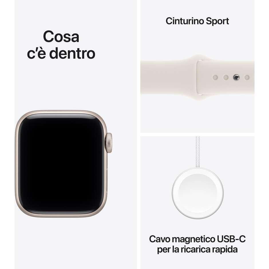 Apple Watch SE 3 GPS 40mm Cassa Alluminio Galassia con Sport Band Galassia - M/L