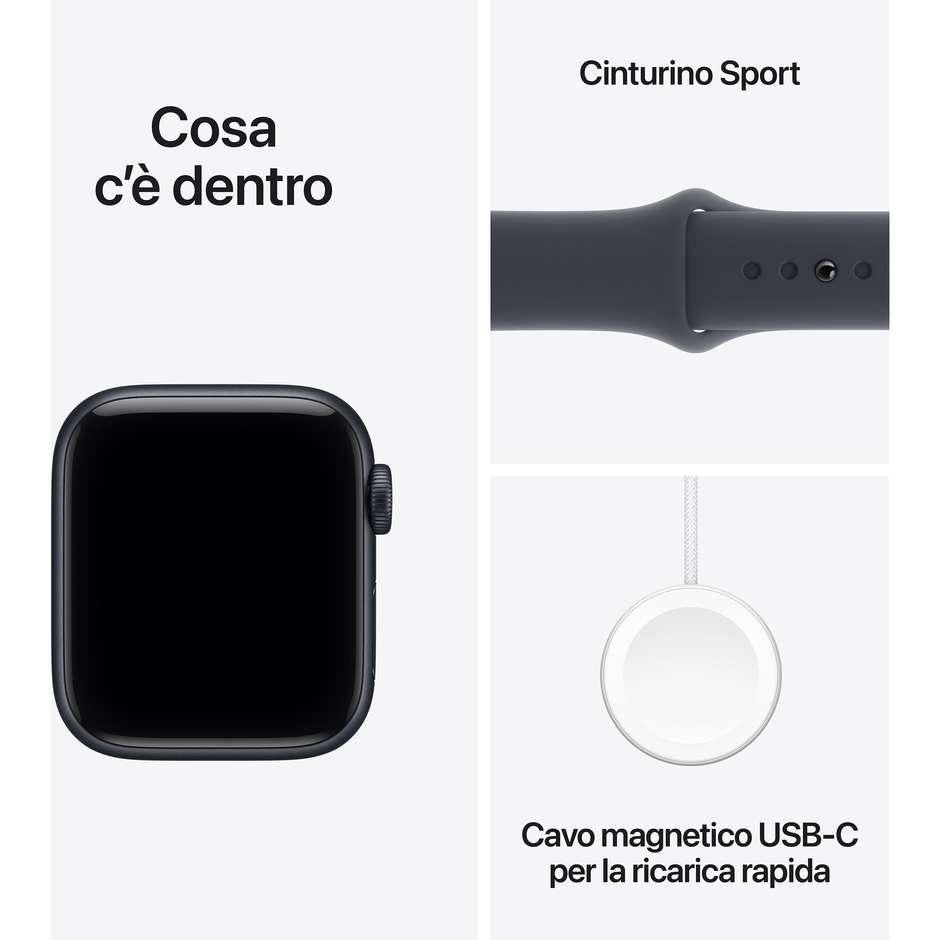 Apple Watch SE 3 GPS Cassa 40 mm in alluminio mezzanotte con Cinturino Sport mezzanotte - S/M