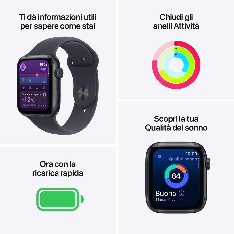 Apple Watch SE (3a generazione) SE 3 GPS + Cellular Cassa in alluminio Starlight da 40 mm con cinturino Sport Starlight - S/M