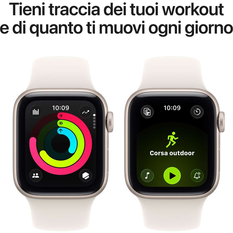 Apple Watch SE (3a generazione) SE 3 GPS + Cellular Cassa in alluminio Starlight da 40 mm con cinturino Sport Starlight - S/M