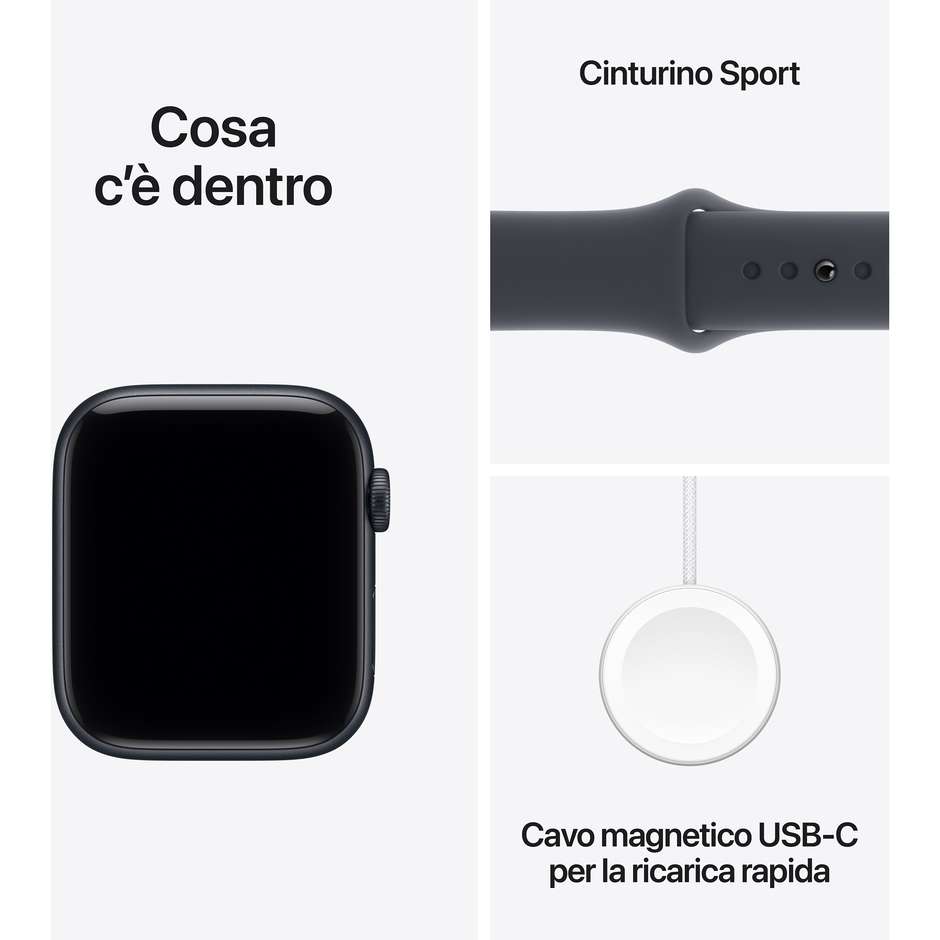 Apple Watch SE (3nd generation) GPS 44mm Cassa Alluminio Mezzanotte con Sport Band Mezzanotte - S/M