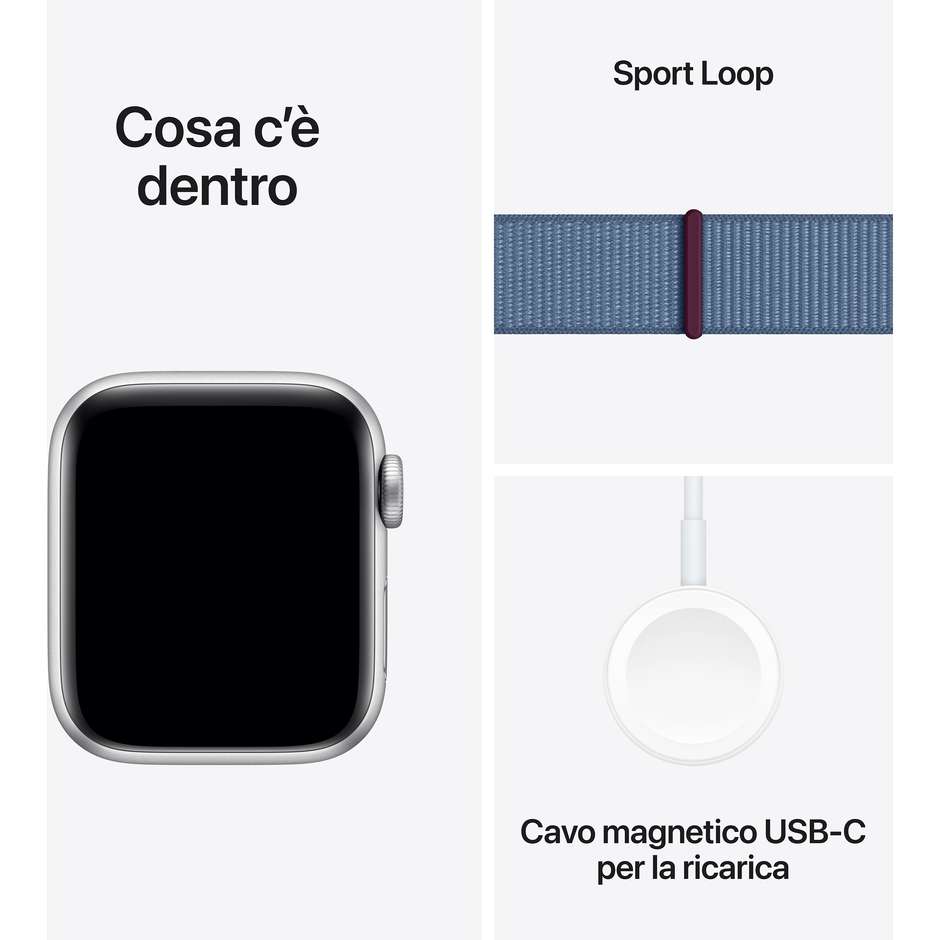 Apple Watch SE 40mm GPS Wi-Fi Colore Alluminio con Cinturino Sport Loop Blu Inverno