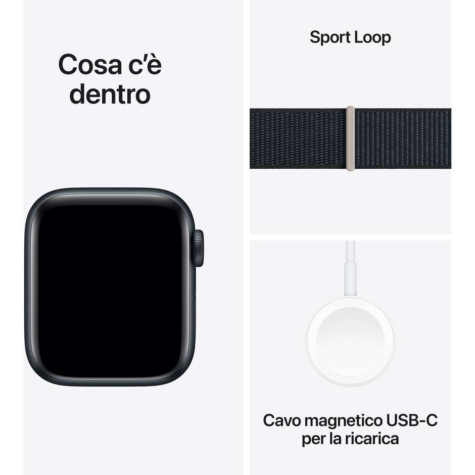 Apple Watch SE 40mm GPS Wi-Fi Colore Alluminio Mezzanotte con Cinturino Sport Loop Mezzanotte