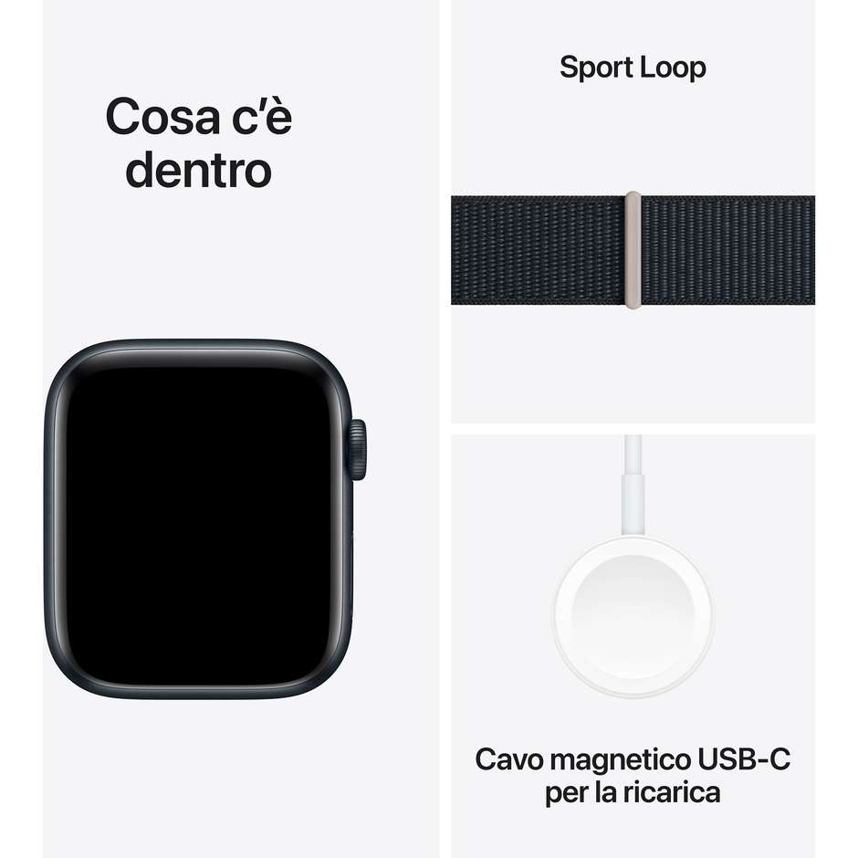 Apple Watch SE 44mm GPS Wi-Fi Colore Alluminio Mezzanotte con Cinturino Sport Loop Mezzanotte