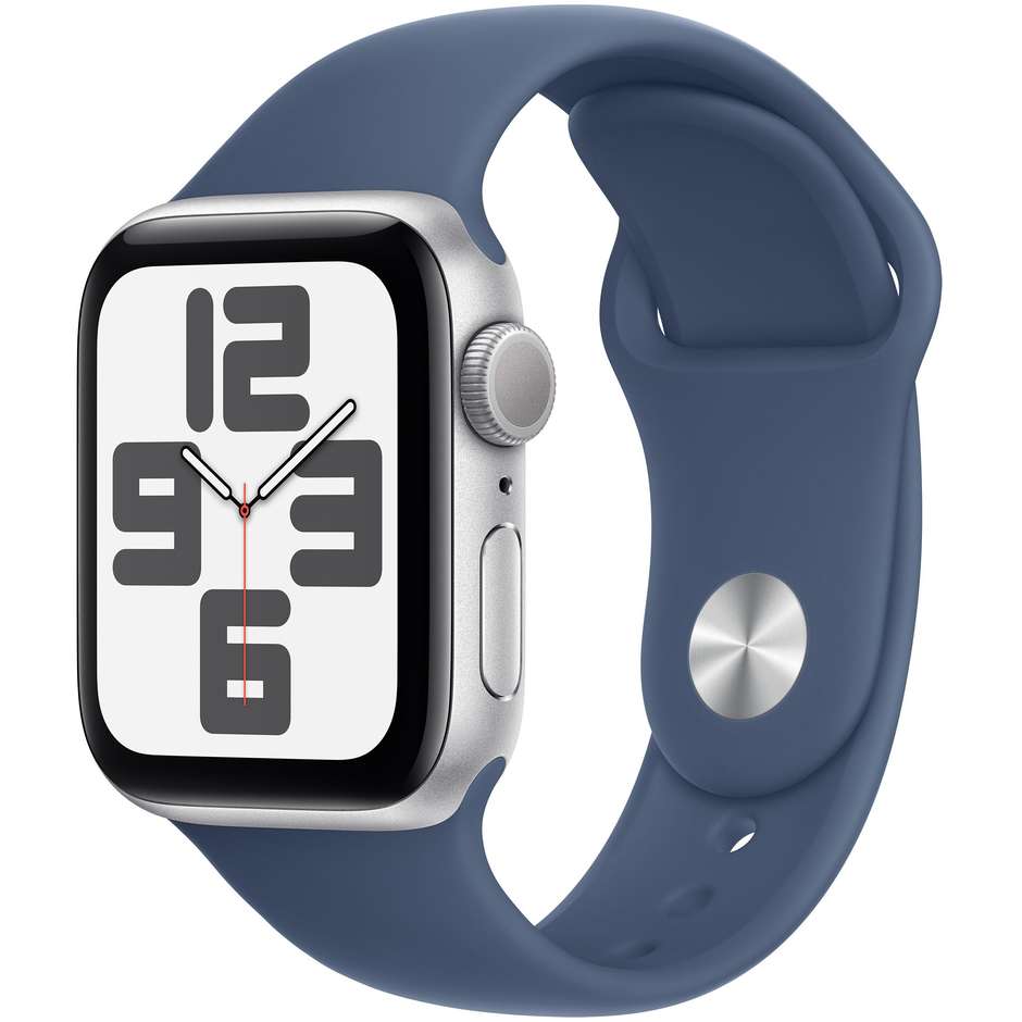 Apple Watch SE GPS 40mm Cassa in Alluminio Colore Argento con cinturino Denim Sport Band - S/M