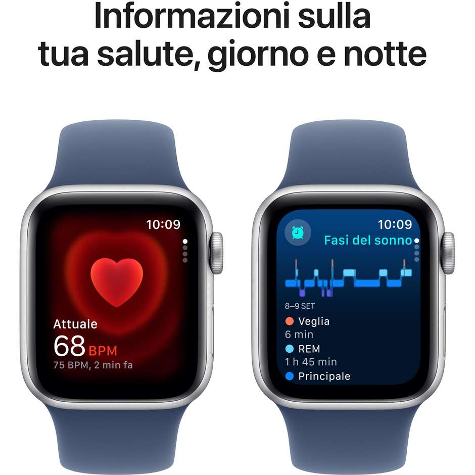 Apple Watch SE GPS 40mm Cassa in Alluminio Colore Argento con cinturino Denim Sport Band - S/M