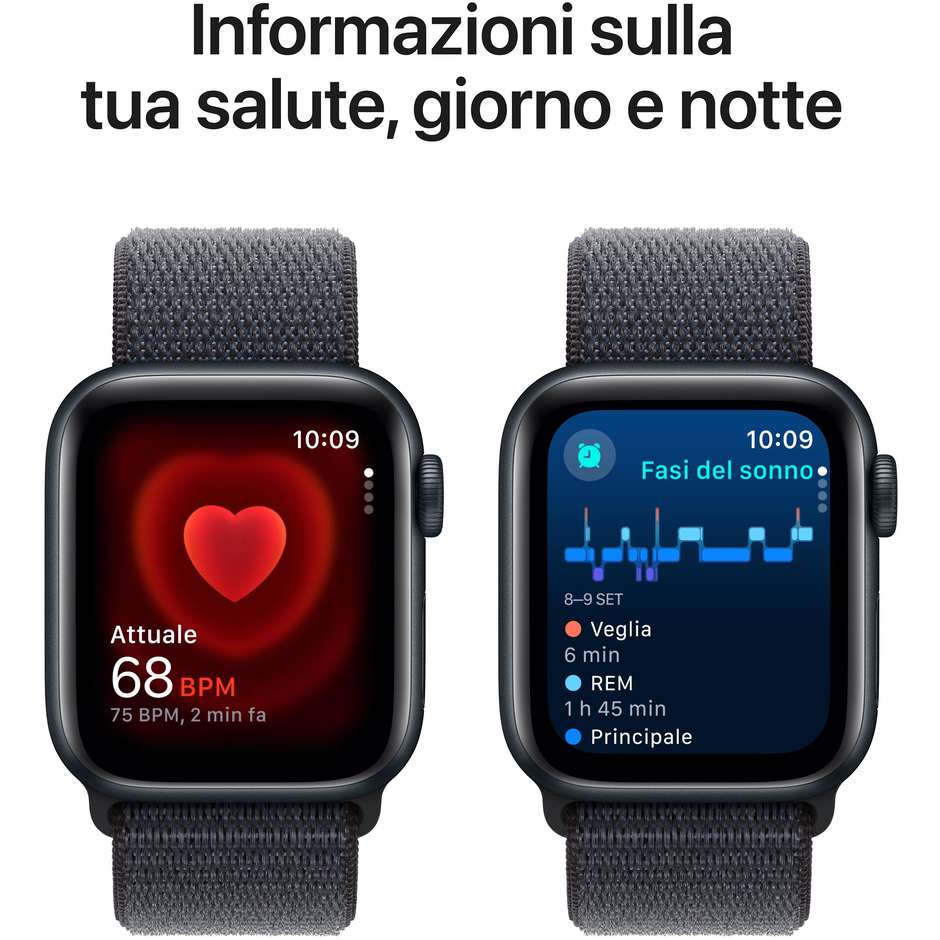 Apple Watch SE GPS 40mm Cassa in Alluminio Colore Mezzanotte con cinturino Blu Sport Loop