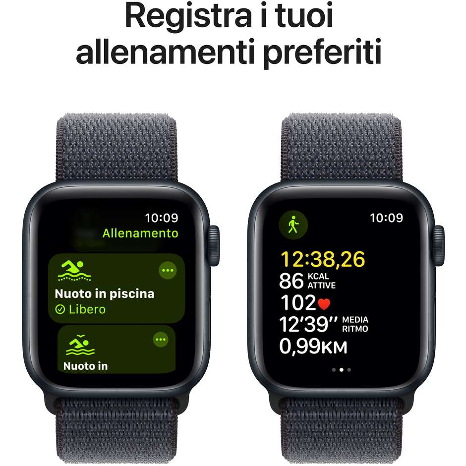 Apple Watch SE GPS 40mm Cassa in Alluminio Colore Mezzanotte con cinturino Blu Sport Loop