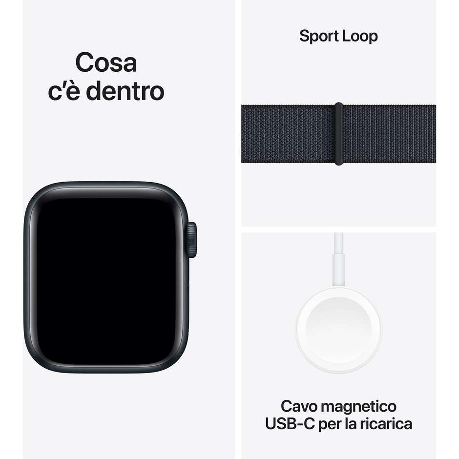 Apple Watch SE GPS 40mm Cassa in Alluminio Colore Mezzanotte con cinturino Blu Sport Loop