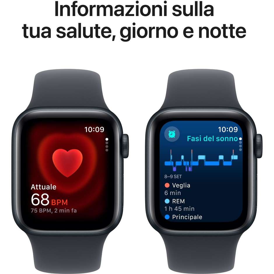 Apple Watch SE GPS 40mm Cassa in Alluminio Colore Mezzanotte con cinturino Mezzanotte Sport Band - M/L