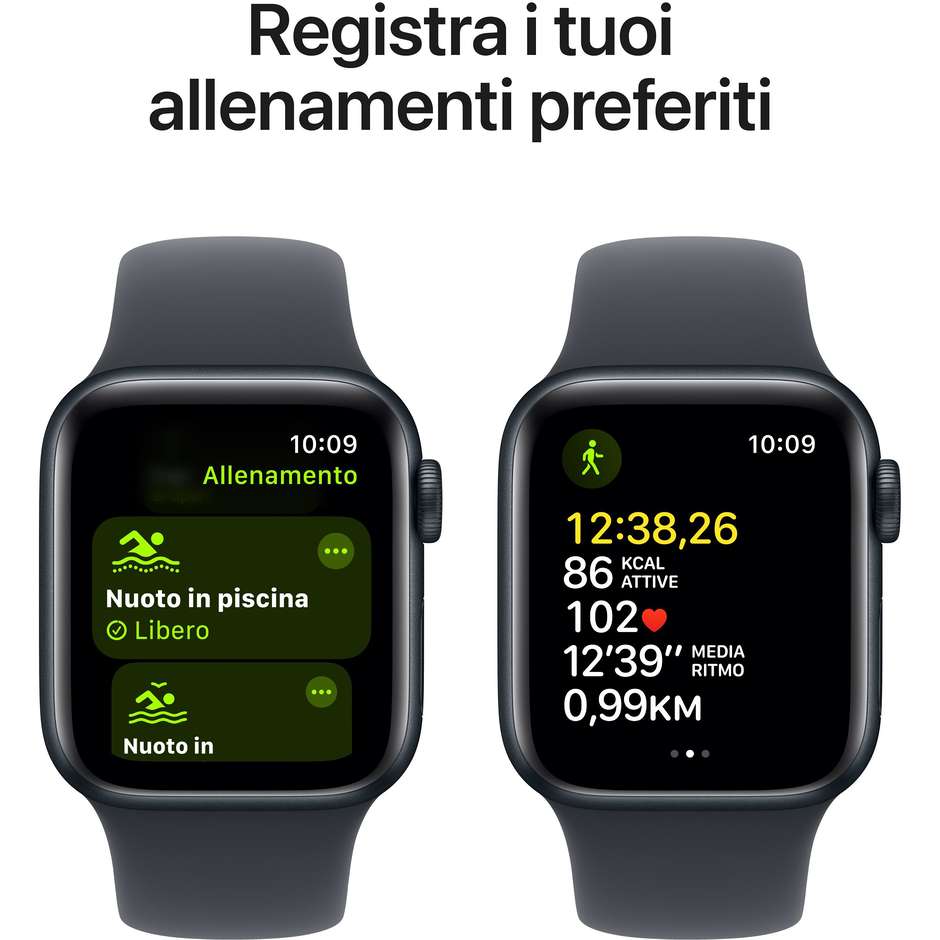 Apple Watch SE GPS 40mm Cassa in Alluminio Colore Mezzanotte con cinturino Mezzanotte Sport Band - M/L