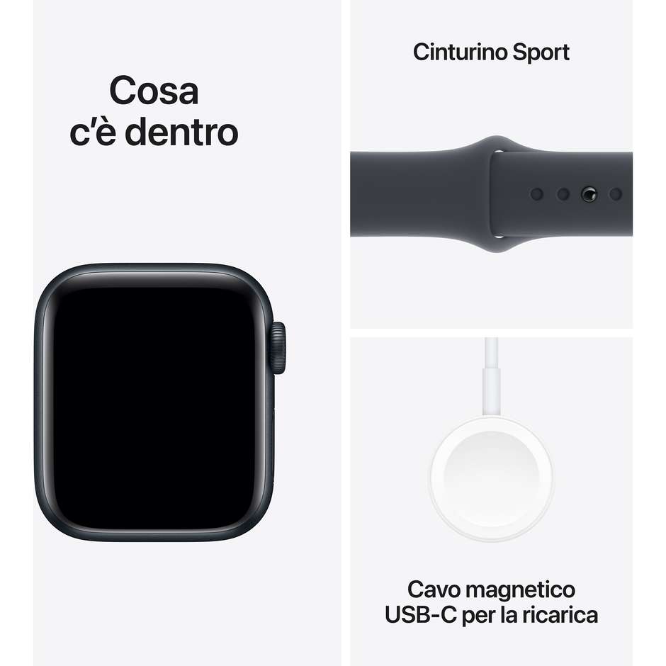 Apple Watch SE GPS 40mm Cassa in Alluminio Colore Mezzanotte con cinturino Mezzanotte Sport Band - M/L