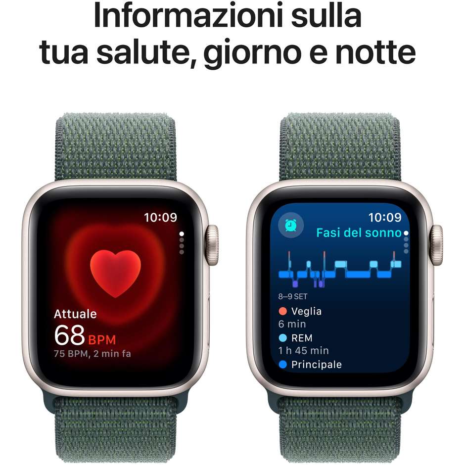 Apple Watch SE GPS 40mm Cassa in Alluminio Galassia con Verde Lago Sport Loop