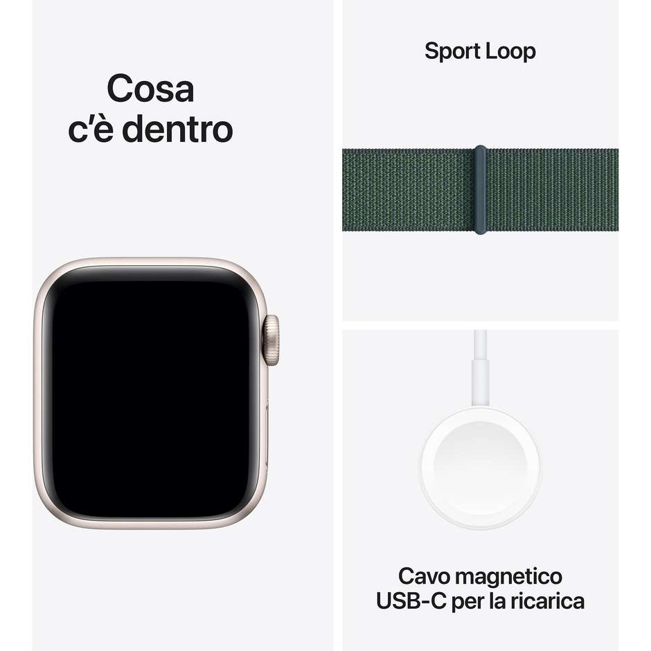 Apple Watch SE GPS 40mm Cassa in Alluminio Galassia con Verde Lago Sport Loop