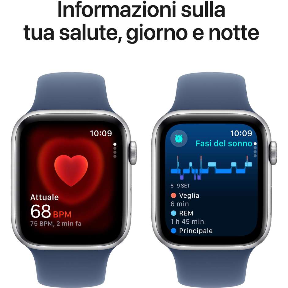 Apple Watch SE GPS 44mm Cassa in Alluminio Colore Argento con cinturino Denim Sport Band - M/L