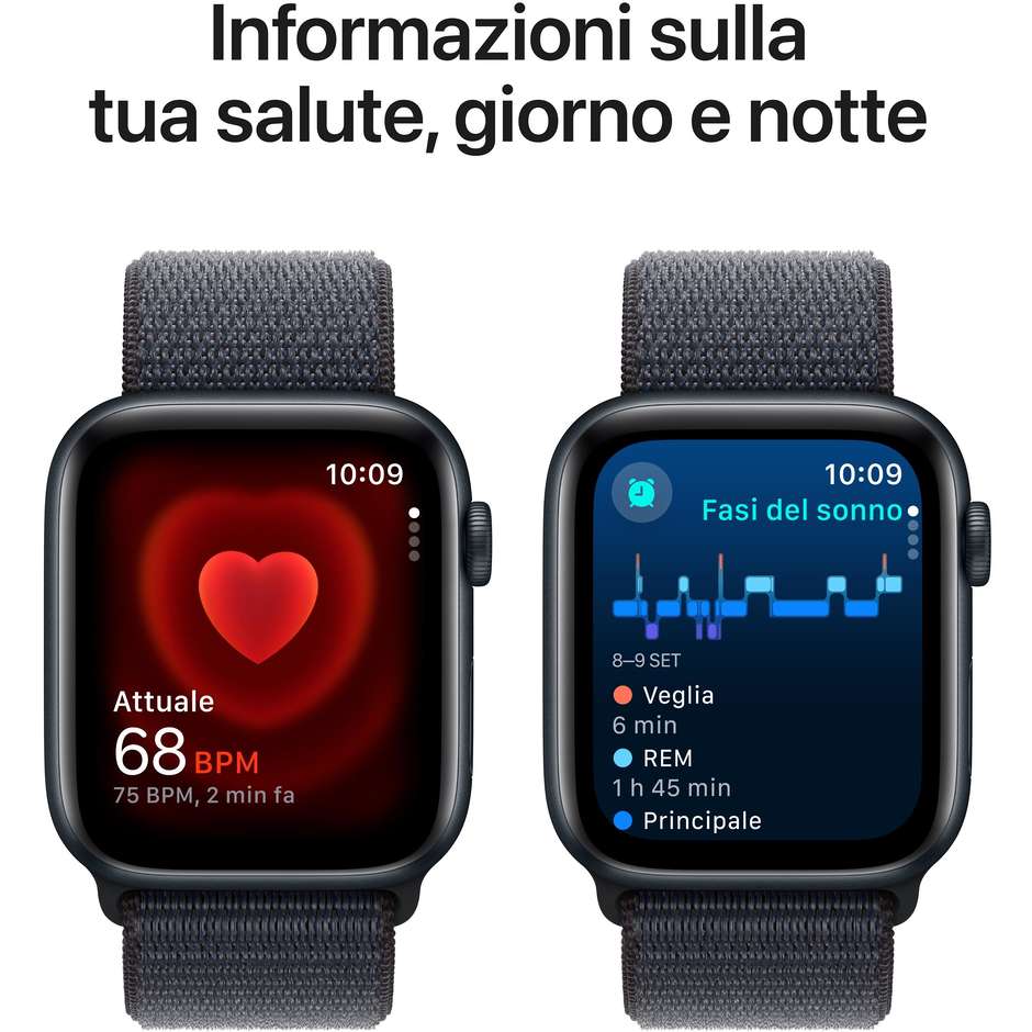 Apple Watch SE GPS 44mm Cassa in Alluminio Colore Mezzanotte con cinturino Inchiostro Sport Loop