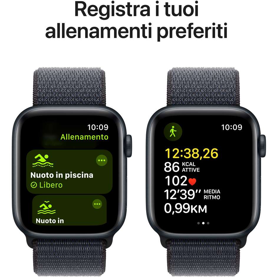 Apple Watch SE GPS 44mm Cassa in Alluminio Colore Mezzanotte con cinturino Inchiostro Sport Loop