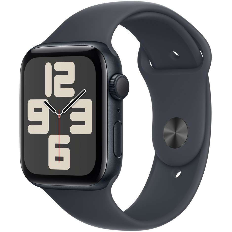 Apple Watch SE GPS 44mm Cassa in Alluminio Colore Mezzanotte con cinturino Mezzanotte Sport Band - M/L