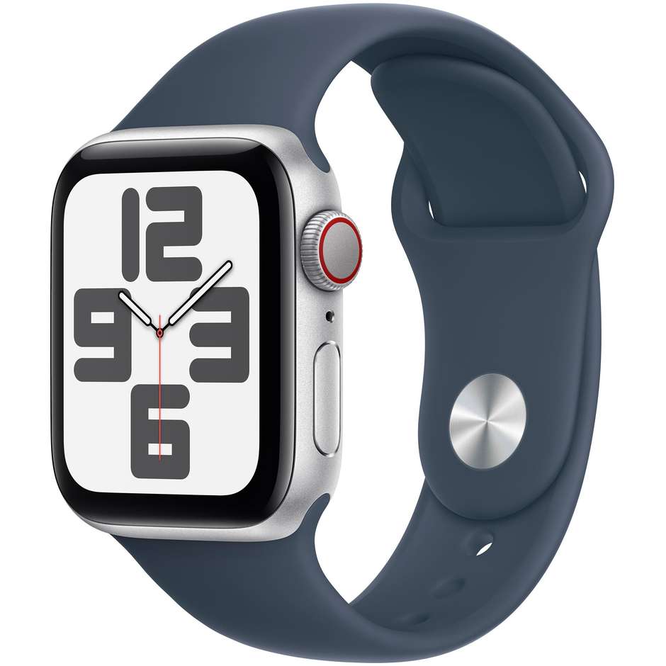 Apple Watch SE GPS + Cellular 40mm Cassa in Alluminio Argento con Cinturino Sport Blu Tempesta - M/L