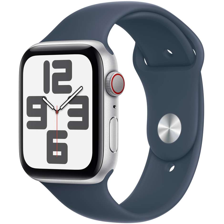 Apple Watch SE GPS + Cellular 44mm Cassa in Alluminio Argento con Cinturino Sport Blu Tempesta - M/L