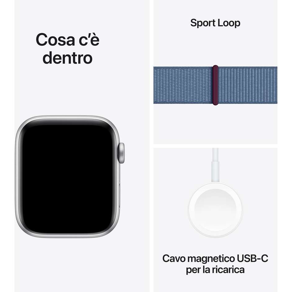 Apple Watch SE GPS + Cellular Cassa 44mm in Alluminio con Cinturino Sport Loop Blu Inverno