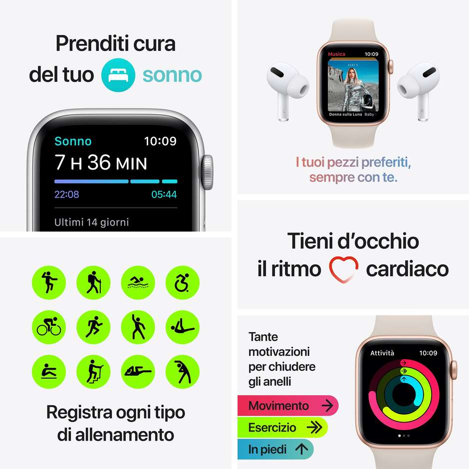 Apple Watch SE SmartWatch 44mm GPS Wi-Fi colore Silver con cinturino blue