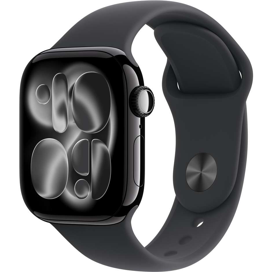 Apple Watch Series 10 GPS 42mm Cassa Alluminio Jet Black con Cinturino Sport Nero - M/L (MEQU4QL/A)