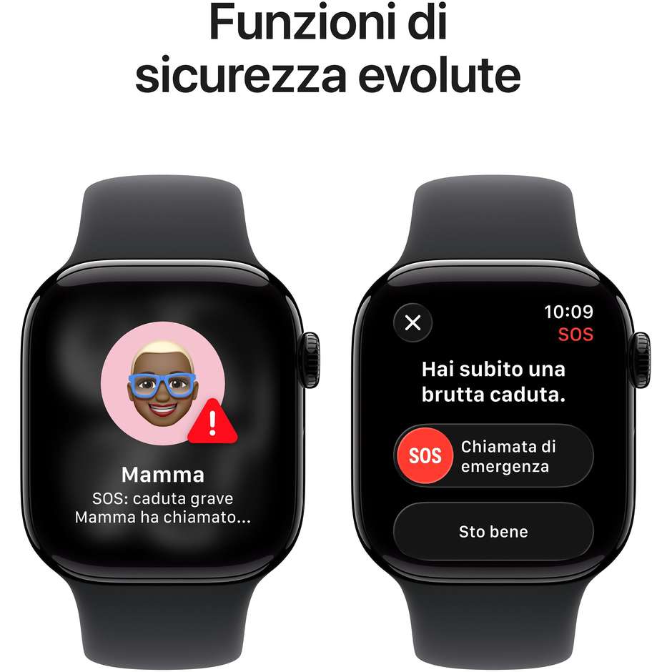 Apple Watch Series 10 GPS 42mm Cassa Alluminio Jet Black con Cinturino Sport Nero - M/L (MEQU4QL/A)