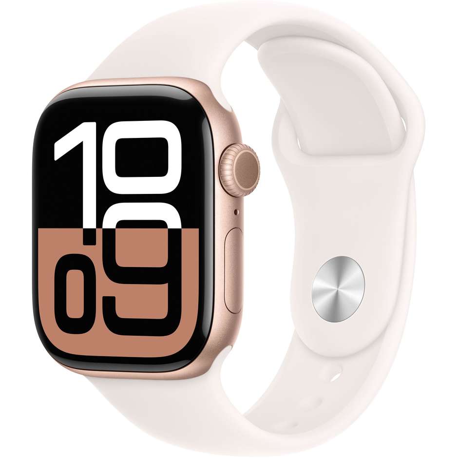 Apple Watch Series 10 GPS 42mm Cassa in Alluminio Wi-Fi Bluetooth Colore Oro Rosa con cinturino Light Blush Sport Band - M/L
