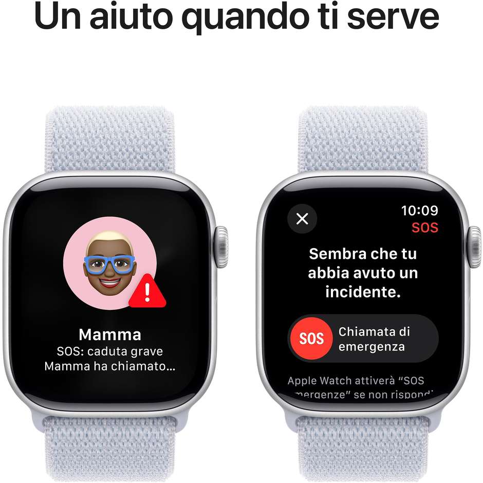 Apple Watch Series 10 GPS 42mm Cassa in Alluminio Wi-Fi Colore Argento con cinturino Blu tempesta Sport Loop
