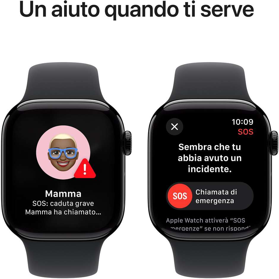 Apple Watch Series 10 GPS 42mm Cassa in Alluminio Wi-Fi Colore Nero con cinturino nero