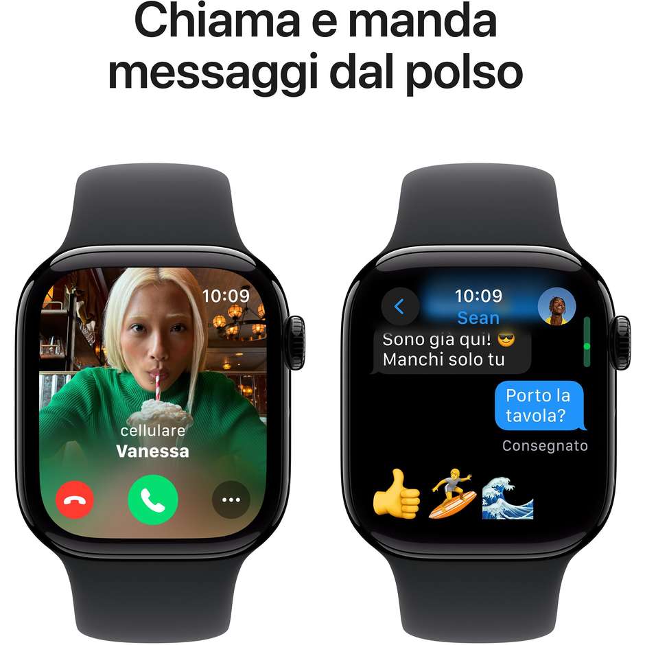 Apple Watch Series 10 GPS 42mm Cassa in Alluminio Wi-Fi Colore Nero con cinturino nero