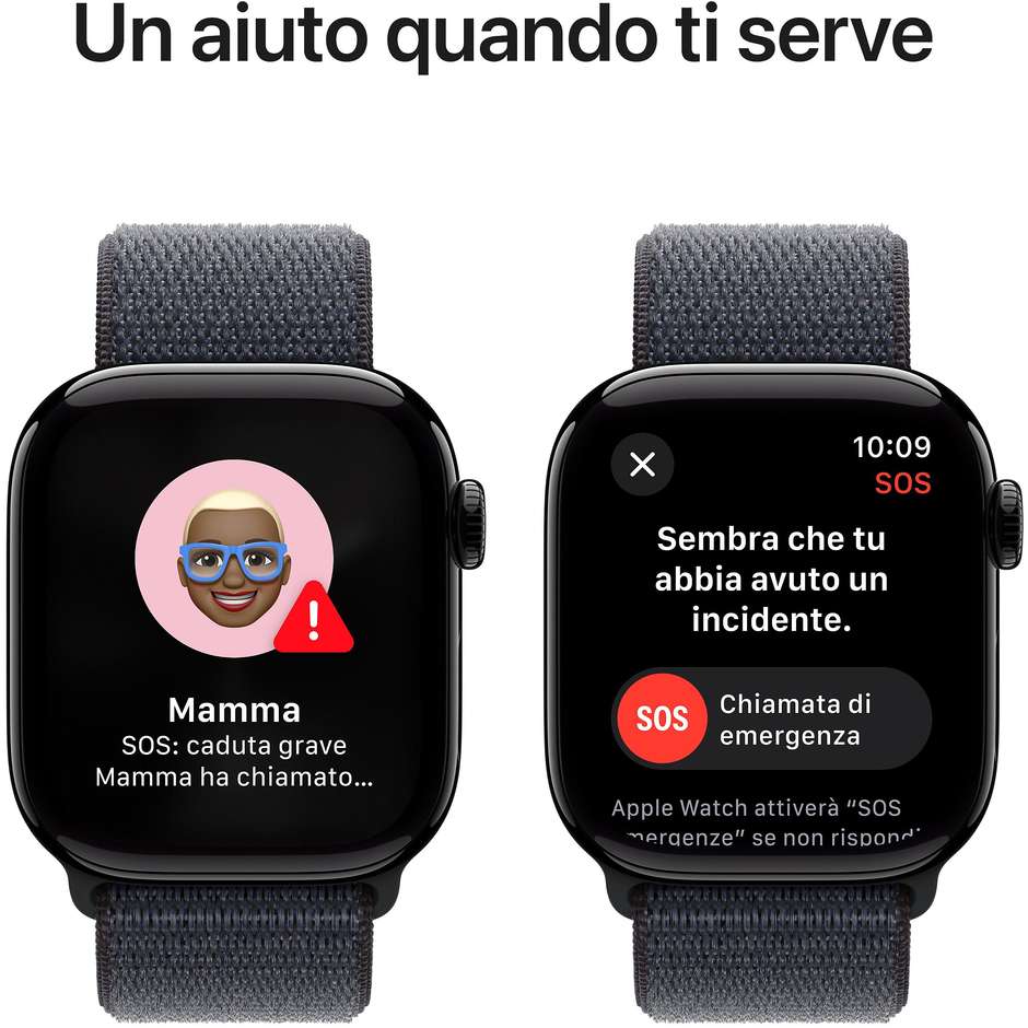 Apple Watch Series 10 GPS 42mm Cassa in Alluminio Wi-Fi Colore Nero con cinturino Sport Loop nero