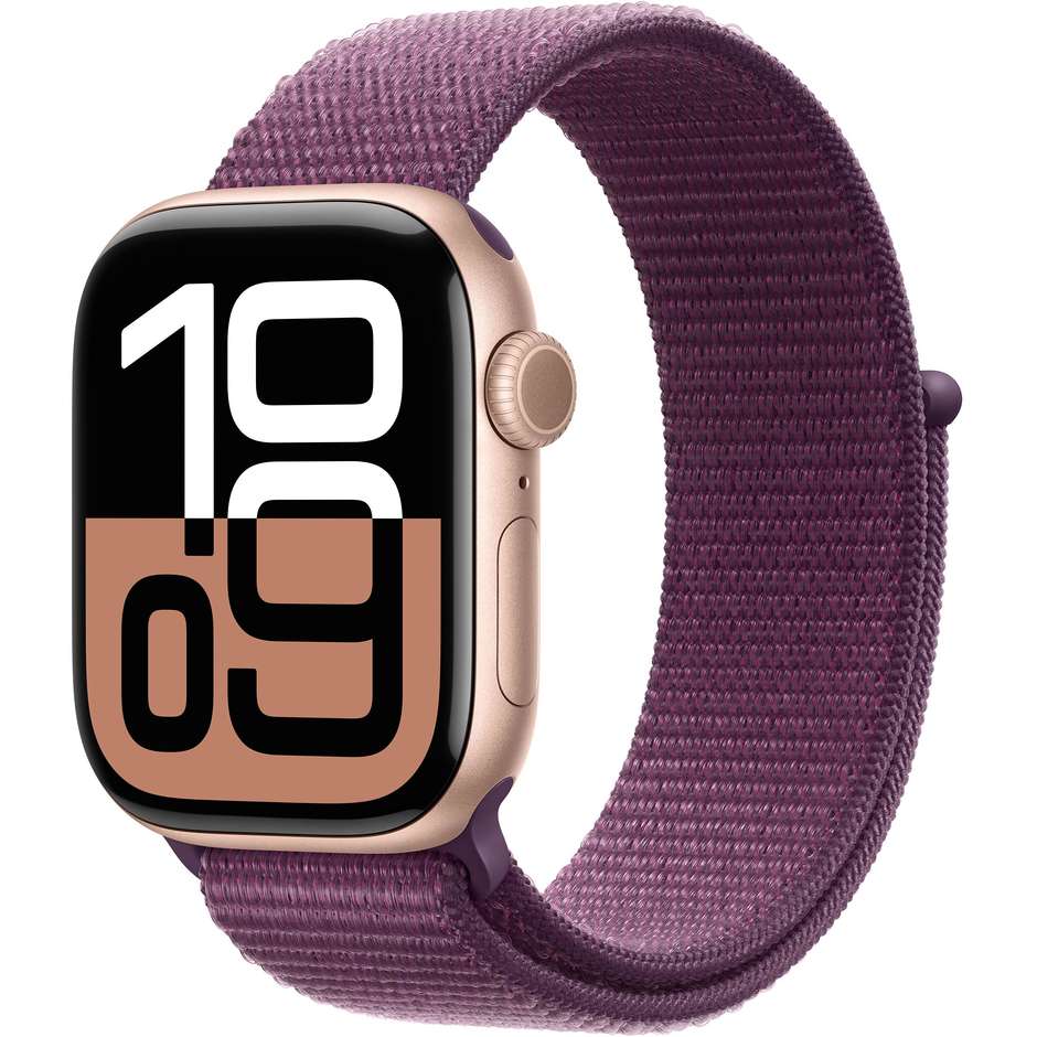 Apple Watch Series 10 GPS 42mm Cassa in Alluminio Wi-Fi Colore Oro rosa con cinturino Oro rosa Sport Loop