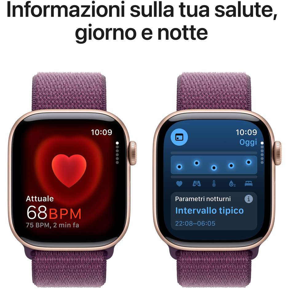 Apple Watch Series 10 GPS 42mm Cassa in Alluminio Wi-Fi Colore Oro rosa con cinturino Oro rosa Sport Loop