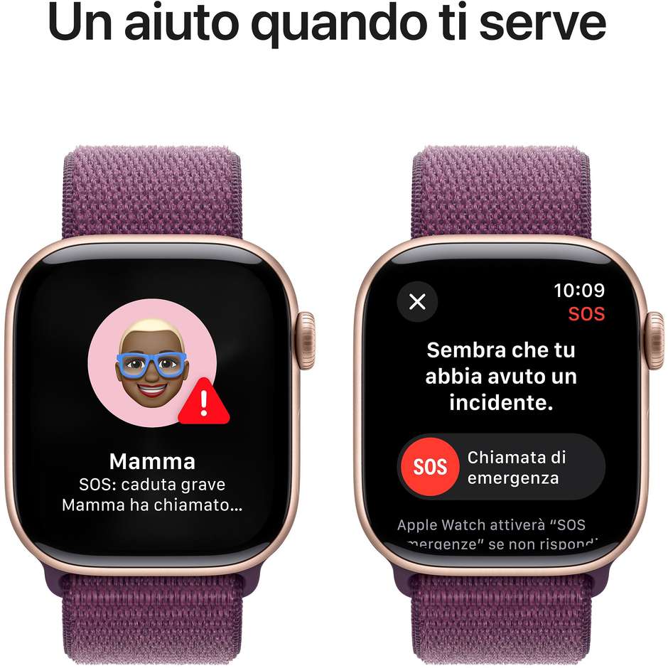 Apple Watch Series 10 GPS 42mm Cassa in Alluminio Wi-Fi Colore Oro rosa con cinturino Oro rosa Sport Loop