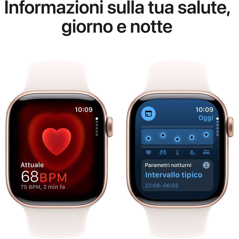 Apple Watch Series 10 GPS 42mm Cassa in Alluminio Wi-Fi Colore Rose Gold con Cinturino Light Blush Sport Band - S/M