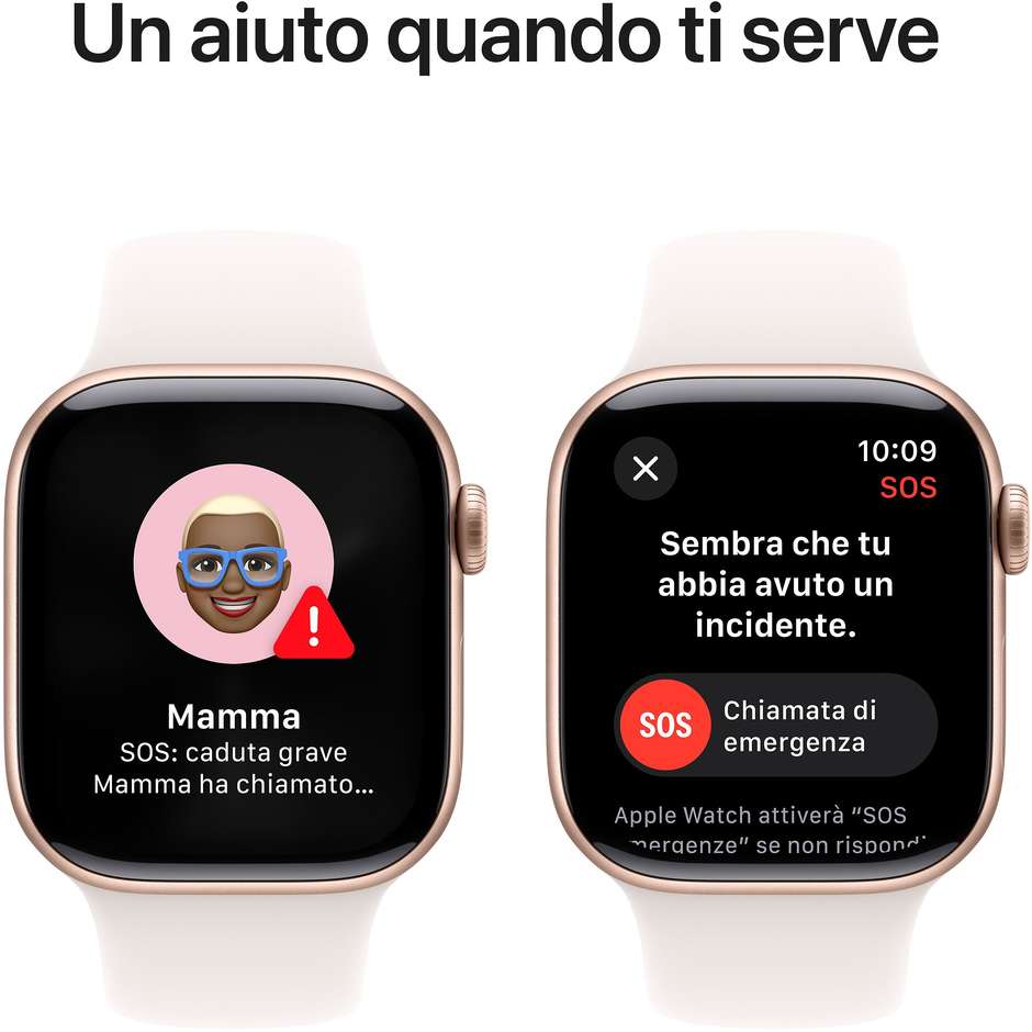 Apple Watch Series 10 GPS 42mm Cassa in Alluminio Wi-Fi Colore Rose Gold con Cinturino Light Blush Sport Band - S/M