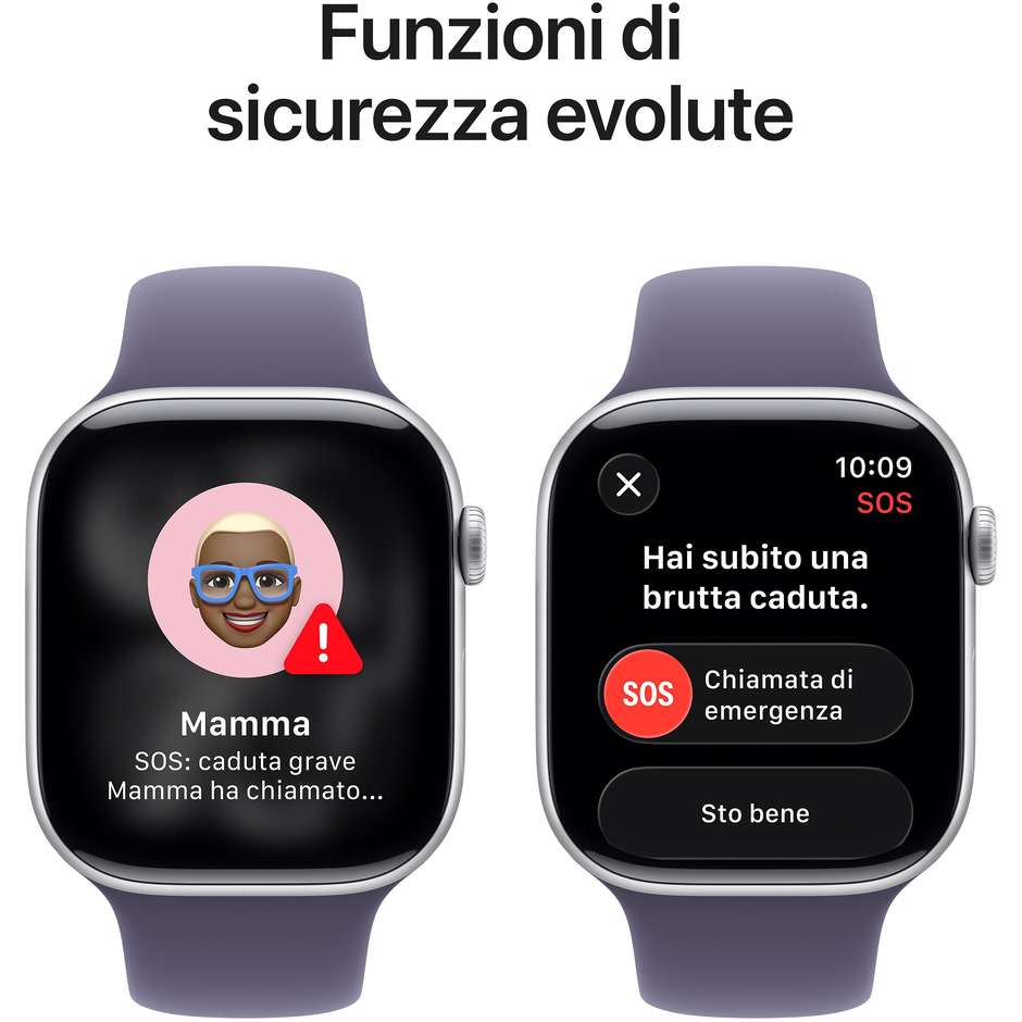 Apple Watch Series 10 GPS 46mm Cassa Alluminio Argento con Cinturino Sport Viola Nebbia - M/L