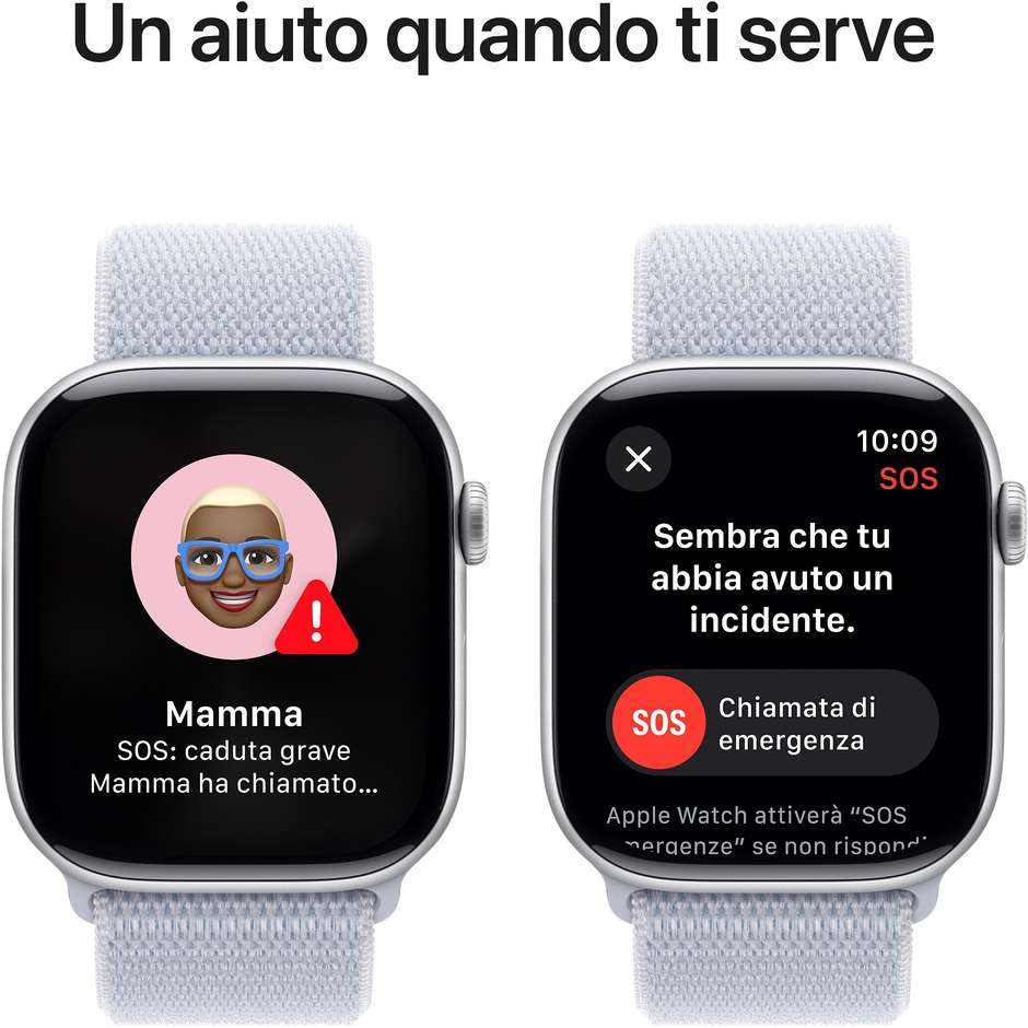 Apple Watch Series 10 GPS 46mm Cassa in Alluminio Wi-Fi Colore Argento con cinturino Blu tempesta Sport Loop