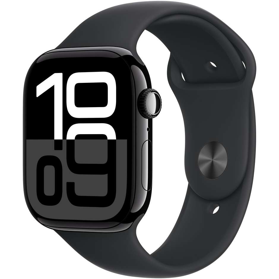 Apple Watch Series 10 GPS 46mm Cassa in Alluminio Wi-Fi Colore Nero con cinturino Nero Sport Band - M/L