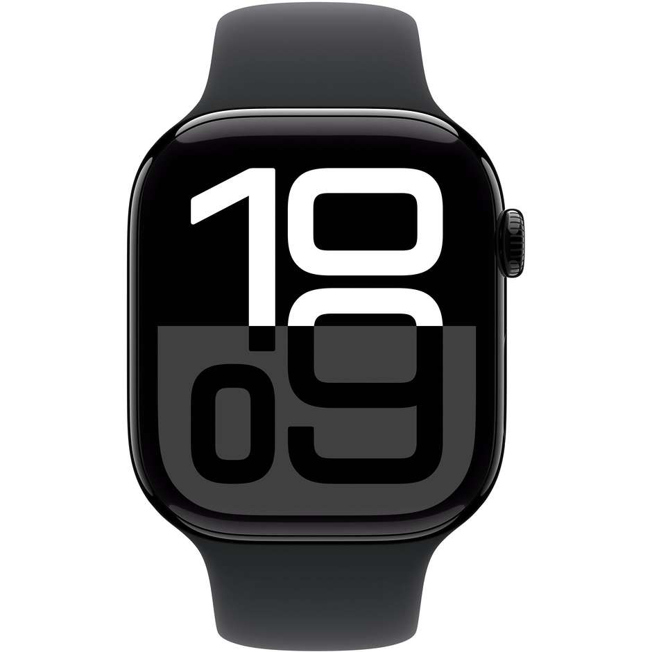 Apple Watch Series 10 GPS 46mm Cassa in Alluminio Wi-Fi Colore Nero con cinturino Nero Sport Band - M/L