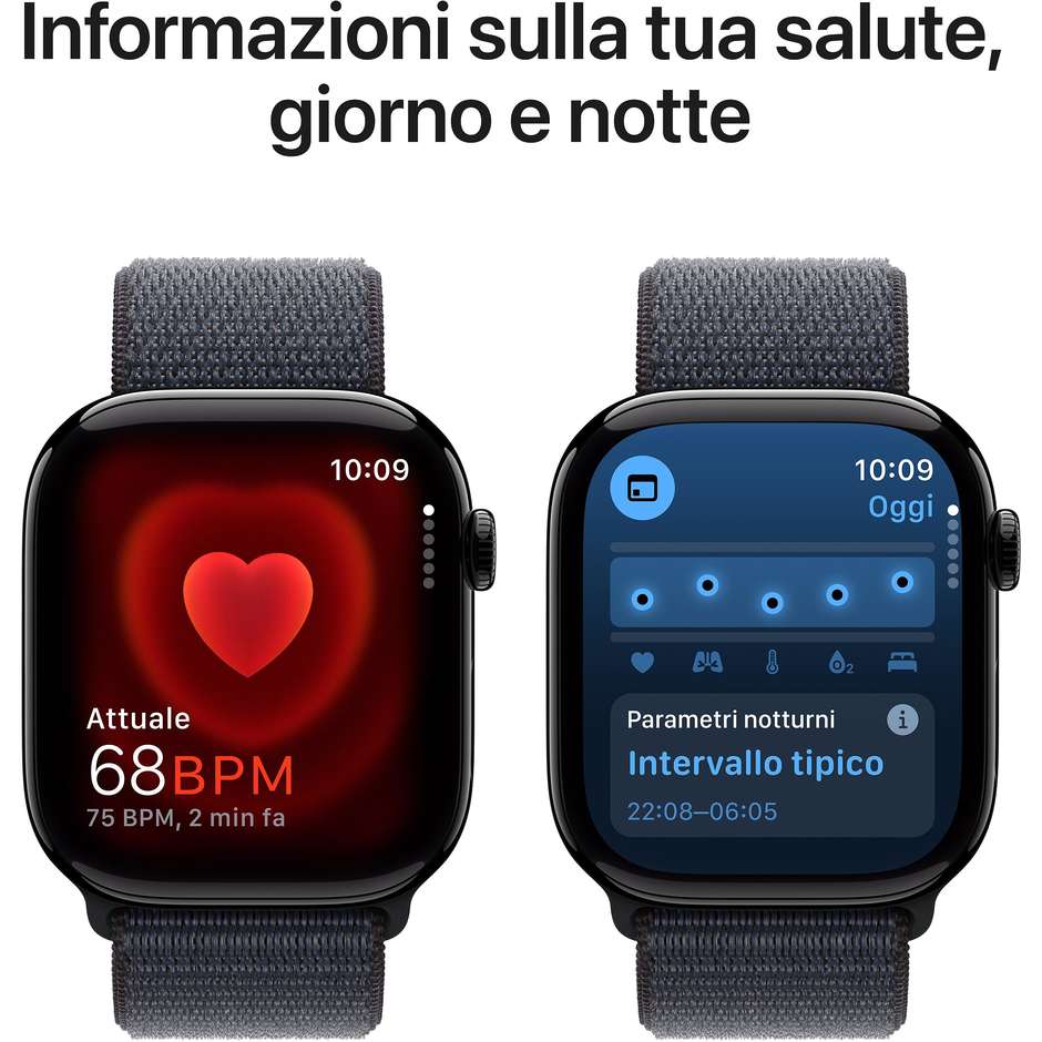 Apple Watch Series 10 GPS 46mm Cassa in Alluminio Wi-Fi Colore Nero con cinturino Sport Loop